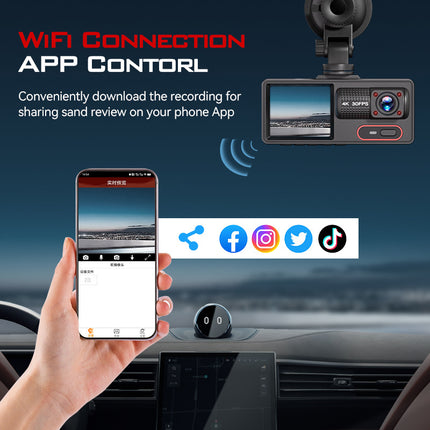 New HD 1080P three-recording driving recorder wifi connection infrared night vision parking monitoring reversing image