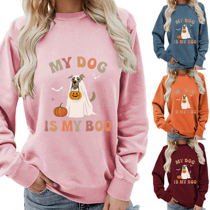 Amazon Cross-border Foreign Trade Source my dog Printed Round Neck Women's Jacket Sweatshirt Jacket Casual Loose European Size