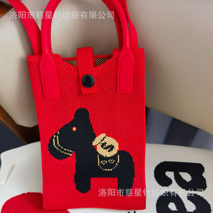 Girl's Heart-Shaped Knitted Crossbody Bag