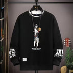 Round neck sweatshirt blue ball black / (s size) weight 70-85