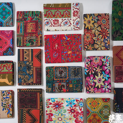 Hemp Cotton Digital Printing Fabric Printing Cotton and Linen Clothing Fabric Vintage Handmade DIY Tablecloth Patchwork Southeast Asia