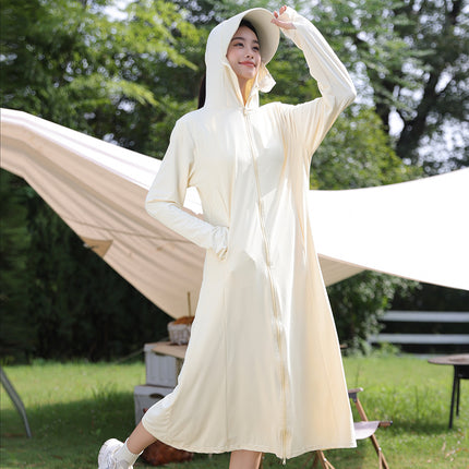 Sun Protection Clothing for Women Summer 2026 New Long Style Full-Body Slim Fit Ice Silk Beach Sun Protection Clothing Anti-Ultraviolet Sun Protection Shirt