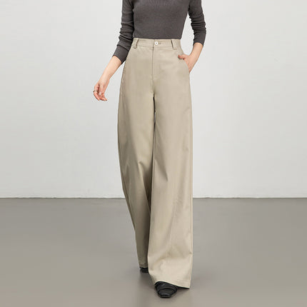 Mingbo Wide-Leg Pants for Women, Loose-Fitting Drop-Leg Pants, 2025 Spring and Autumn New Style, High-Waisted, Slimming, Casual Workwear, Tencel Cotton Pants