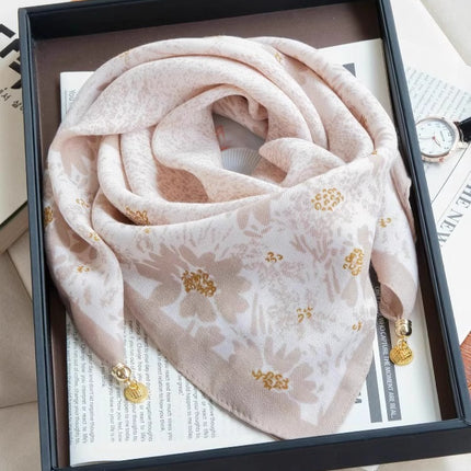 2024 New Cotton and Linen Square Scarf Autumn and Winter Neck Protection Small Scarf Women's Magnetic Buckle Triangle Scarf High-grade All-match Scarf