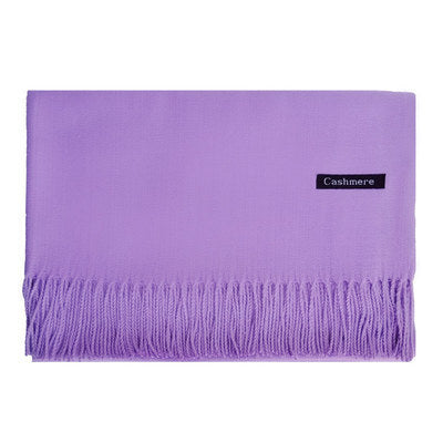 High-End Warm Imitation Cashmere Scarf for Women in Autumn and Winter Pure Color Elegant Versatile Tassel Shawl Fashionable Outer Dual-Purpose Scarf
