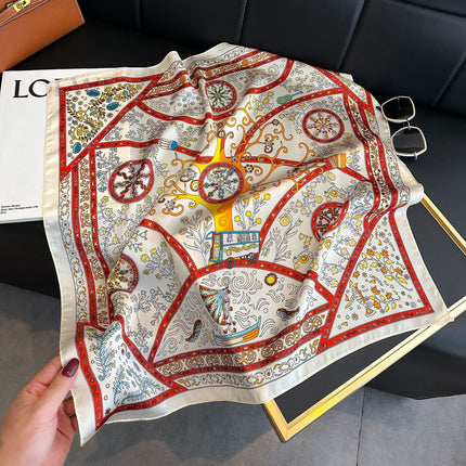Simulated Silk Printed Silk Scarf for Women, Korean Cashew Leopard Print Headscarf, Four-Season Scarf, Professional Scarf Wholesale