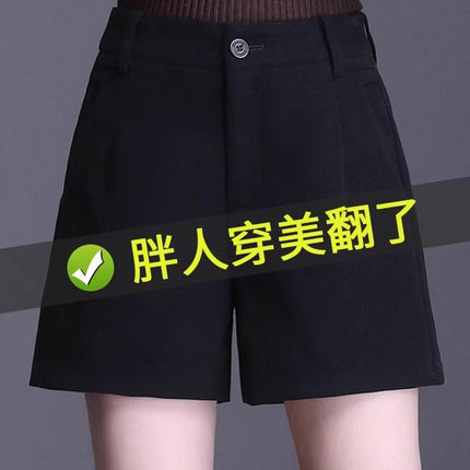 Suit Shorts Women's Spring and Autumn 2025 New Outer Wear High Waist Woolen Pants plus size chubby girl Casual Shorts Explosion Slim