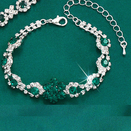 Bridal Jewelry Set, Bracelet, Earrings, Necklace, Ring, Four-Piece Set, Versatile, Elegant, Light Luxury, High-End, Cross-Border