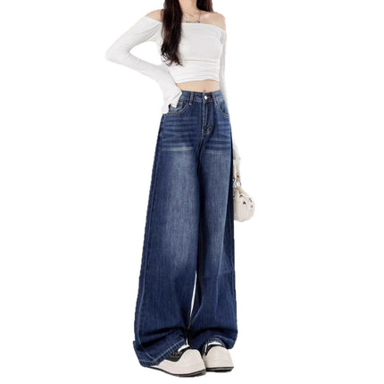 Wide-Leg Jeans for Women 2025 New Spring and Autum High-Waisted Loose Casual Floor-Length Pants That Do Not Stick to the Legs Trendy