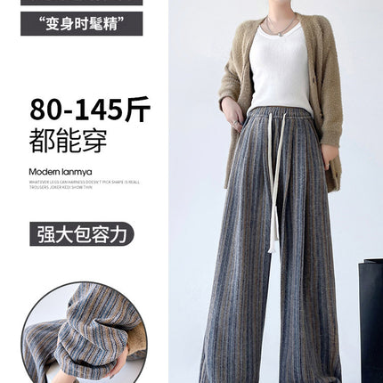 Striped Wide-leg Pants Women's Spring and Autumn 2025 New Summer Explosions Casual Straight Loose High Waist Dosing Wide-leg Pants