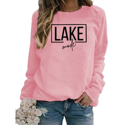 Foreign Trade Amazon Cross-border Supply lake mode Printed Women's Round Neck Sweats All-match Loose European Size