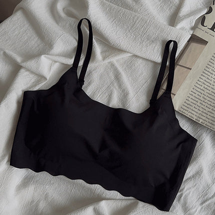 Seamless Underwear Ice Silk Thin Summer Camisole Women's Full Cup Girls Big Breasts Sleeping Bra