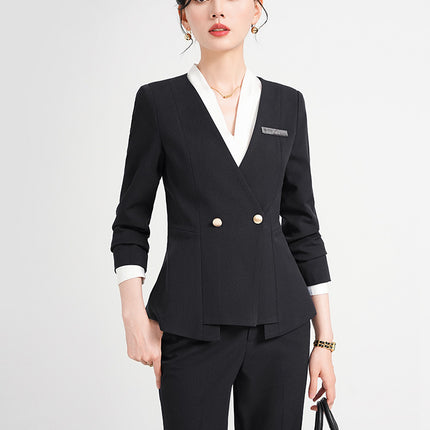 Jewelry Store Work Clothes Women's Autumn and Winter Temperament Goddess Fan Gan Practice Work Clothes OL Formal Occasion Professional Formal Suit Dress