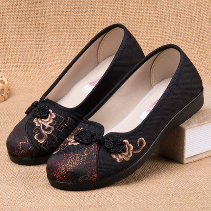 Old Beijing Cloth Shoes for Women, New Style, Embroidered Shoes for Elderly Women, Lightweight, Large Size, Widened and Extra Wide Shoes for Seniors
