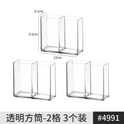 [Multiple Specifications] Transparent Square Storage Tube Detachable Cosmetics Organizer Box Cosmetics Storage Rack Mi Mu