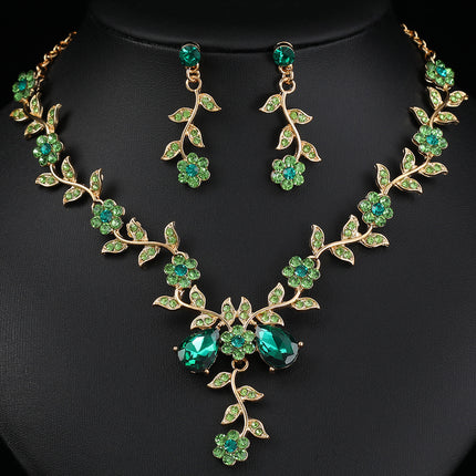 European and American Jewelry Necklaces and Earrings Set High-End Three-Piece Set Bridal Wedding Accessories New Foreign Trade Cross-Border Supply