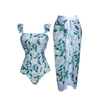 Lemon flower one-piece bikini + gauze skirt / S