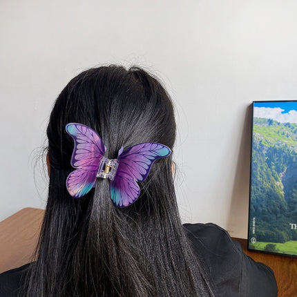 Advanced Sense Simulation Butterfly Grab Clip Temperament Beautiful Headwear Printed Hairpin Back of Head Hair Shark Clip Hair Accessories