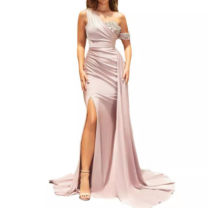 2024 New Cross-border Foreign Trade Women's Clothing Independent Station ebay Sexy Heavy Industry Bronzing Flower Fishtail Big Swing Ball Dress