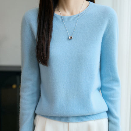 First-Line Ready-To-Wear 100% Pure Wool Round Neck Knitwear Women's New Autumn and Winter Seamless Knitwear Slimming Look Versatile Knitwear