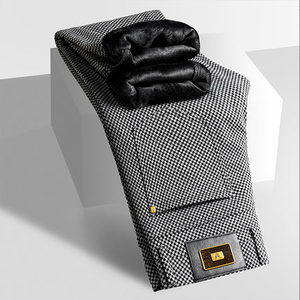 Corduroy 2025 Men's Light Luxury Business Casual Pants Autumn and Winter New Fashion Slightly Elastic Straight-Leg Warm Fleece-Lined Men's Pants