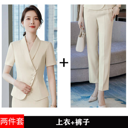 Suit suit Women's Summer Short-sleeved Tooling Professional Temperament Hotel Front Desk Manager Jewelry Shop Beautician Work Clothes