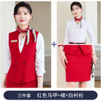 Red vest + 3017 red skirt + 6023 white shirt / S