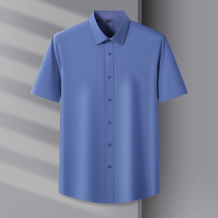 Counter Men's and Women's Summer Natural Modal Short-Sleeved White Shirt, No-Iron, Anti-Wrinkle, High-End Cool Cloud Shirt