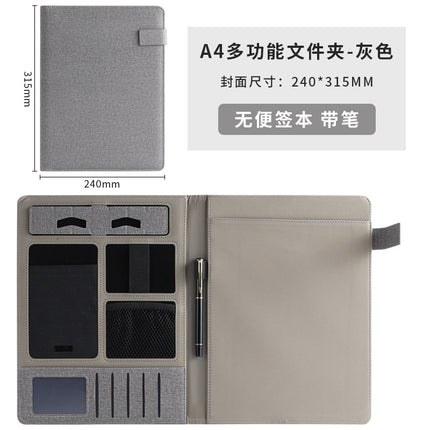 Multi-function A4 folder business contract sales manager clip leather contract pad talk single mobile phone holder