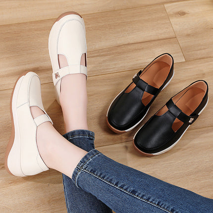 Mom's Shoes 2025 Spring New Thick-Soled Wedge Sandals Women's Flats Casual Shoes Heightening Breathable Women's Shoes