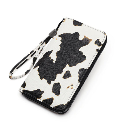 Foreign Trade Cross-Border New Women's Wallet Rfid Multi-Functional Large-Capacity Accordion Card Holder Printed Cow Pattern Clutch Bag