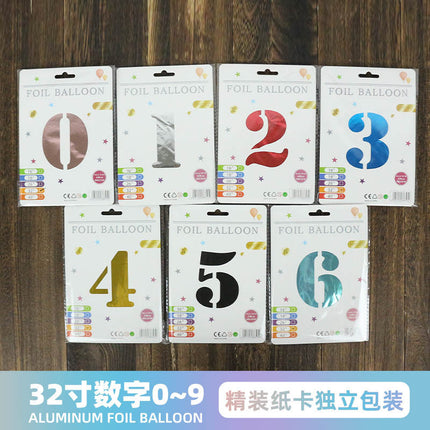 32 inch fine packaging digital aluminum foil balloon independent paper card packaging birthday party decoration floating air ball wholesale