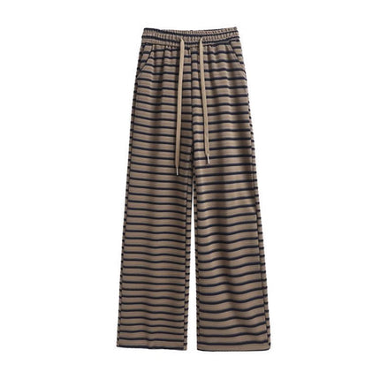 Striped Casual Wide-leg Pants Women's 2025 Summer High Waist Loose Fashionable Korean Style Trendy Slimming Straight Pants