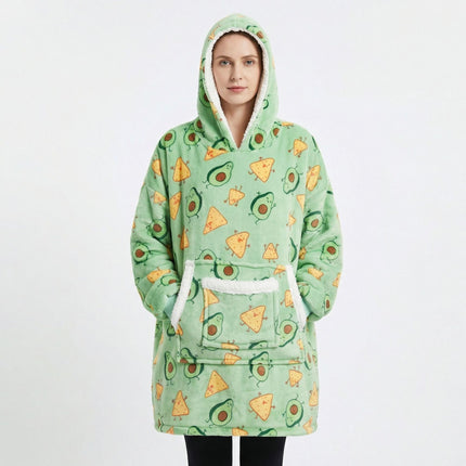 Hooded Blanket Hoodie Blanket Cross-Border Flannel Thickened Lamb Fleece Robe Fleece Pullover Tv Blanket