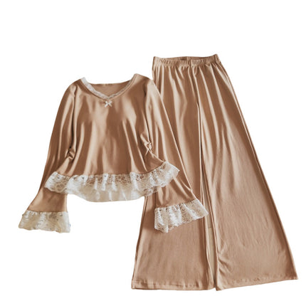 Mousse Velvet Pajamas for Women, Spring, Autumn and Winter, Long-Sleeved, with Chest Pads, Sweet Internet Celebrity Style, Thin Velvet Home Clothes, Two-Piece Set