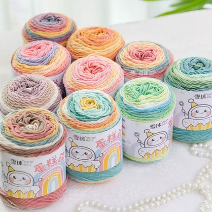 Cake Thread Snowball Wool Ball 5 Strands Milk Cotton Thread Rainbow Color Section Dyed Wool Scarf DIY Knitting Wool Ball