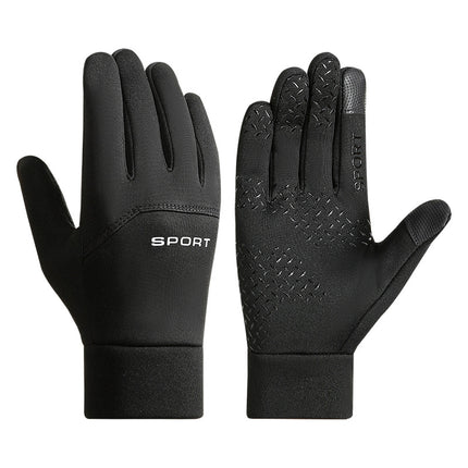 Winter warm gloves men's and women's SPORT unilateral horizontal standard fleece-lined outdoor two-finger waterproof non-slip touch screen riding