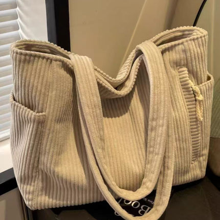 Corduroy Bag Women's Large Capacity 2024 New Autumn and Winter Casual Shoulder Shopping Bag Premium Tote Bag
