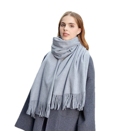 Wool Scarf Shawl High-End Korean Solid Color Scarf Women's Winter Versatile New Men's Cashmere Scarf Wholesale