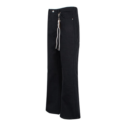 Woven Rope Decoration Retro Simple Dress Pants Workwear Loose Pleated Drape Flared Cleanfit Slimming Casual Pants