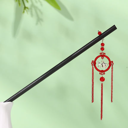 Antique Hairpin Tassel Step Wooden Hairpin Imitation Ebony Headwear Disc Hair Han Clothes Accessories Hair-pulled Ancient Clothes Hair Women