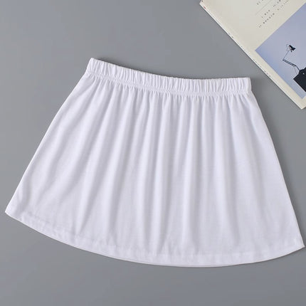 Autumn and Winter Base Layer Magic Butt-Covering Curtain Inner Layering Skirt with Fake Hem for Women, White Half Skirt