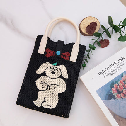 High Elastic Knitted Satchel Fashion Shoulder Bag 2024 Satchel Simple Versatile Student Casual Bag Large Capacity Mobile Phone Bag