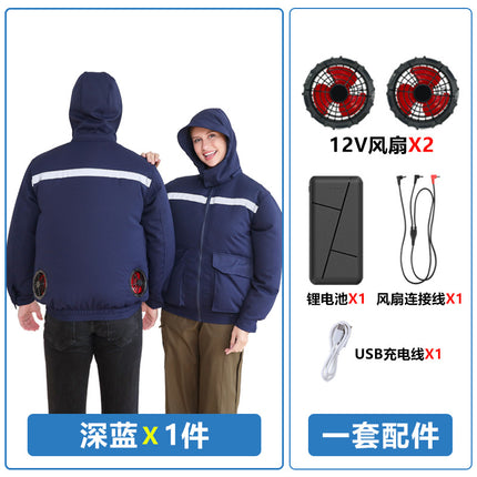 Hooded Sun Protection Air-Conditioned Clothing, Summer Air-Conditioned Clothing with Fan for Cooling, Outdoor Camouflage Work Clothes, Wholesale Workwear