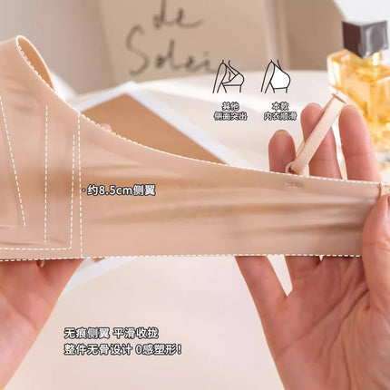 Japanese-Style Milk Satin Seamless Small Chest Bra for Women, French Deep V-Neck Thin Strap Wireless Bra for Summer