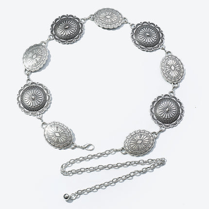 European and American high-end fashion metal waist chain retro Bohemian style Joker waist chain exaggerated single circle waist chain wholesale