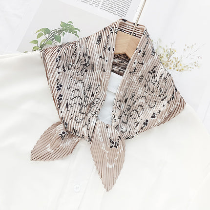 New wrinkled small square scarf female Korean imitation silk printed wrinkled small scarf Joker scarf decorative scarf wholesale