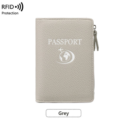 Cross-Border New Multifunctional Rfid Passport Holder with Pebbled Texture Wallet, Travel Ticket Holder, Anti-Theft Portable Passport Holder