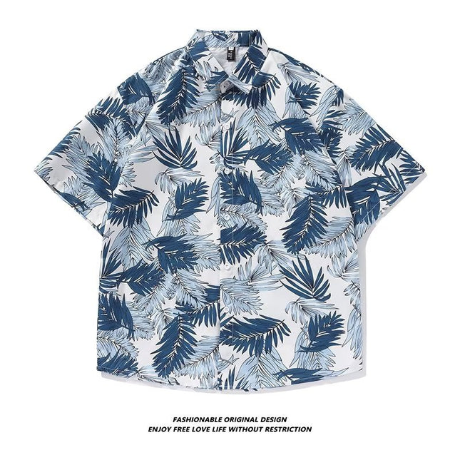 Men's Shirt Printed Summer New Thin Loose Casual Fashion Seaside Vacation Style Beach Top All-Match
