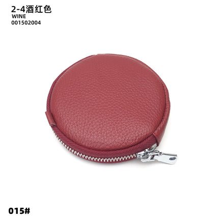 Mini Round Genuine Leather Small Coin Purse Bag Mother's Cowhide Women's Small Children's Zipper Key Coin Earphone Bag
